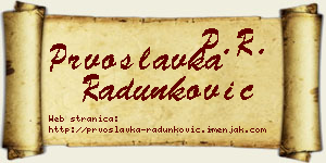 Prvoslavka Radunković vizit kartica